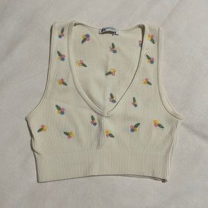 Zara Ribbed Floral Crop Top